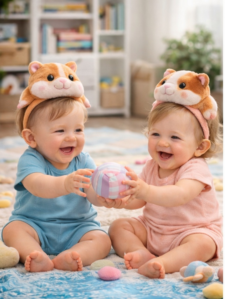 Custom Hamster & Guinea Pig Detachable Plush Baby Headband Gift Set Soft Infant Hair Accessories for Boutique and Private Label