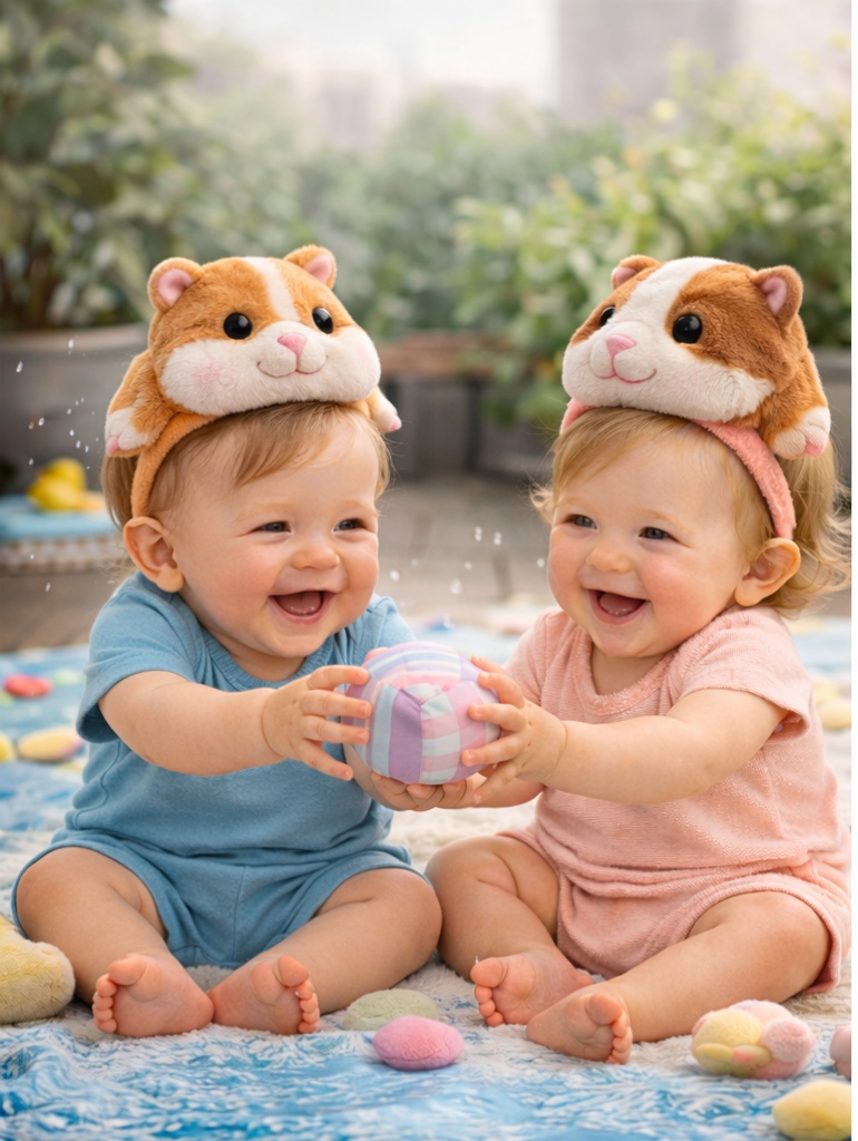 Wholesale Hamster & Guinea Pig Removable Plush Baby Headband Set Soft Breathable Infant Hair Accessories OEM Supply