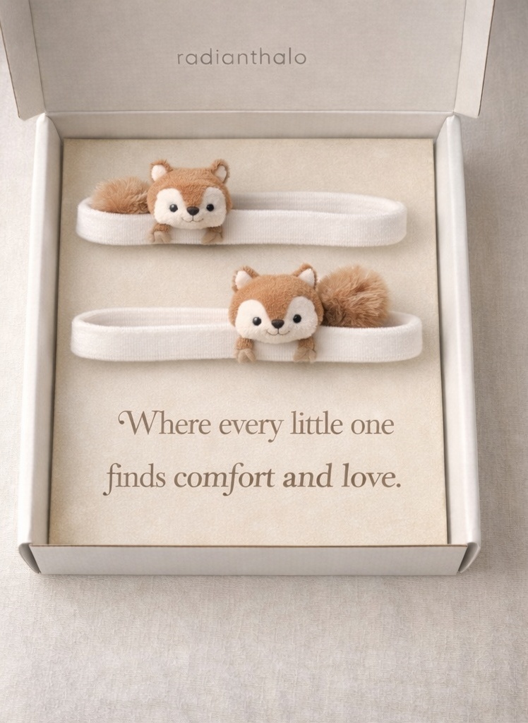 RadiantHalo Woodland Squirrel Baby Headband Set – Soft Nylon Newborn Photo Props