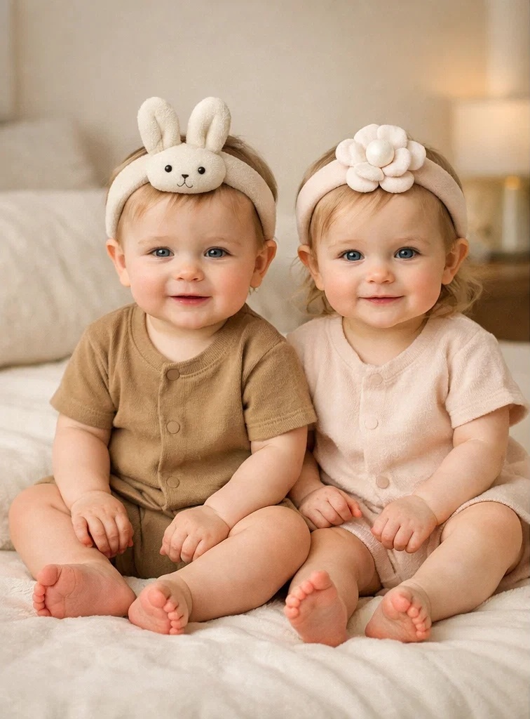 Delicate Bunny & Flower Plush Baby Headband Set for Seasonal Gift Programs