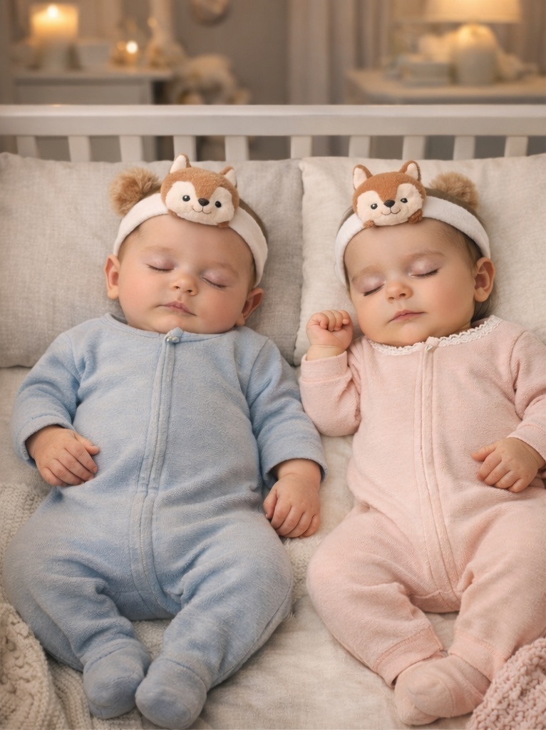 RadiantHalo Woodland Squirrel Baby Headband Set – Soft Nylon Newborn Photo Props