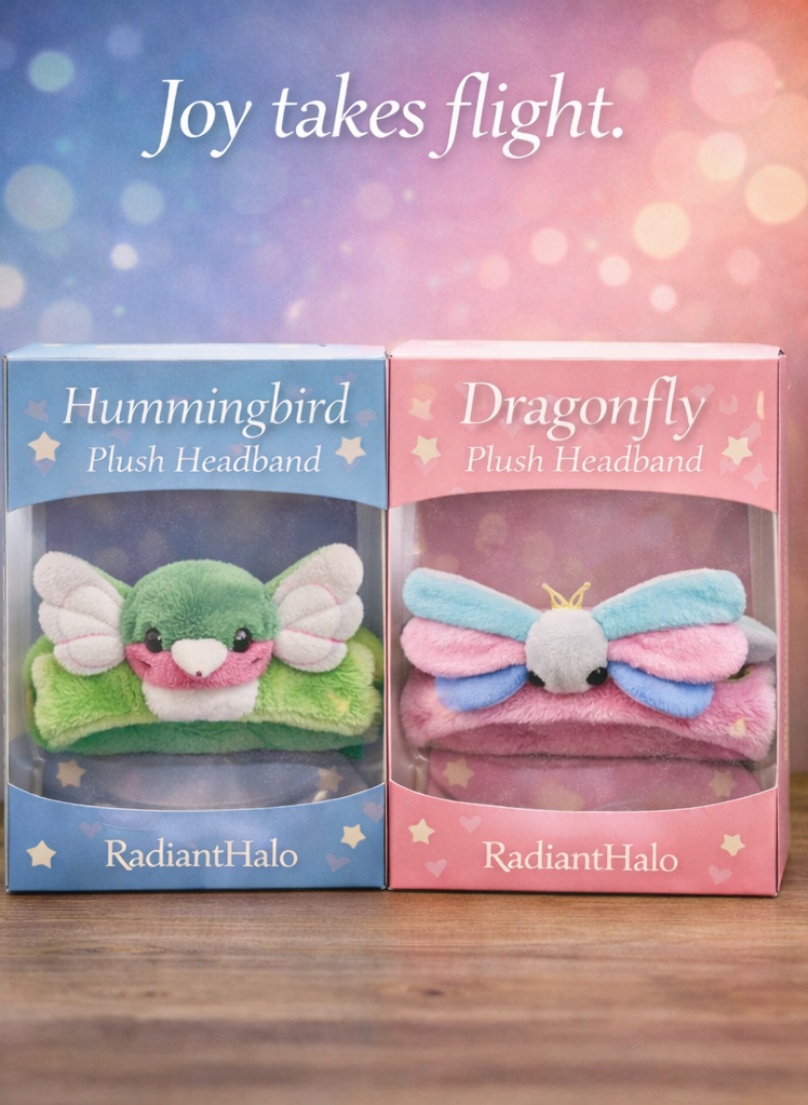 Custom Hummingbird & Dragonfly Plush Baby Headband Gift Set Soft Breathable Infant Hair Accessories for Boutique Retail