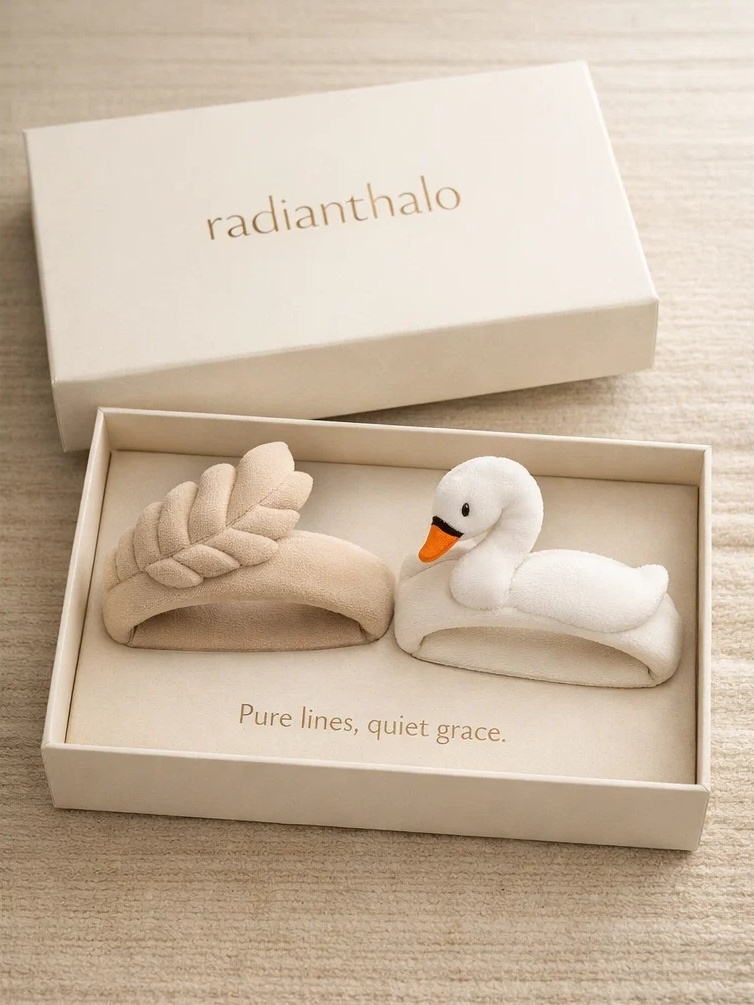 Pure Swan & Feather Plush Baby Headband Set for Wholesale and Seasonal Collections