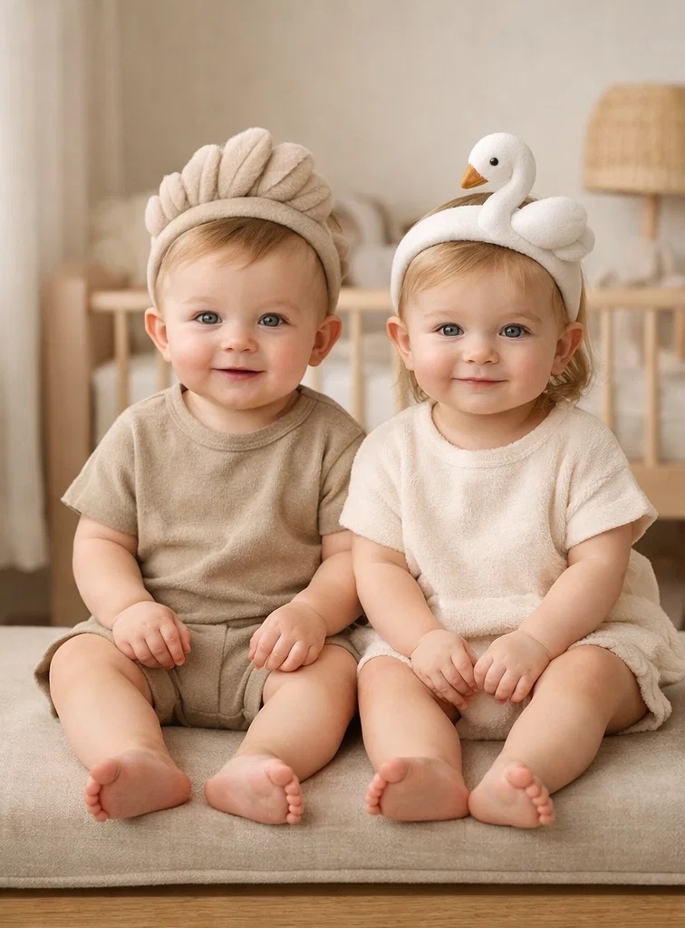 Pure Swan & Feather Plush Baby Headband Set for Wholesale and Seasonal Collections