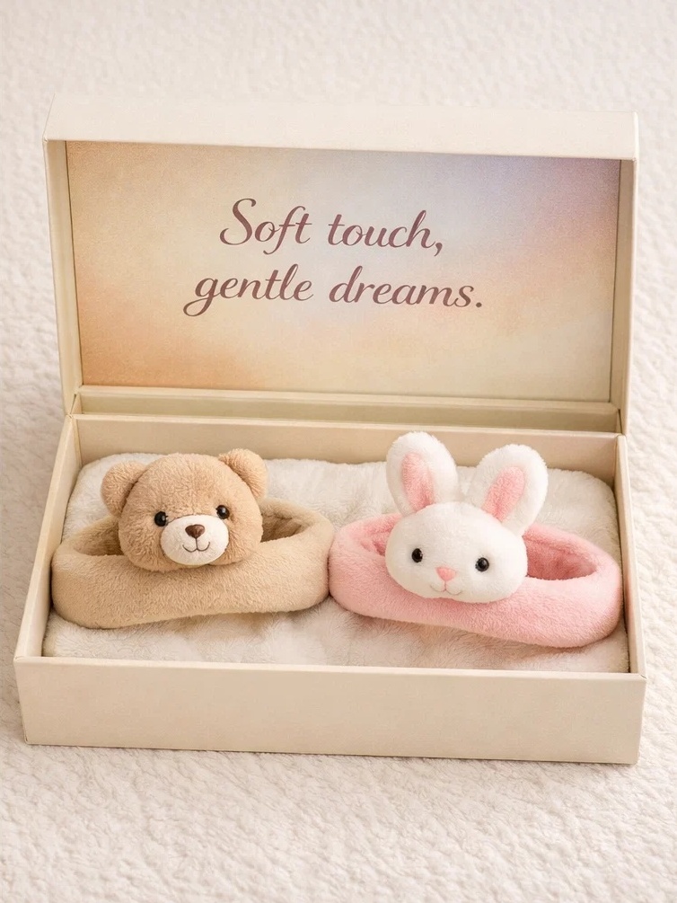 Bear & Bunny Detachable Plush Doll Baby Headband Gift Set for Boutiques