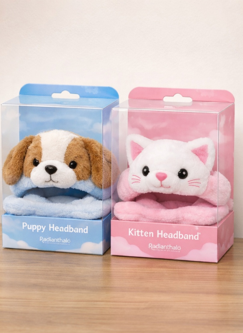 Puppy Plush Baby Headband Gift Box for Newborn Photography Props