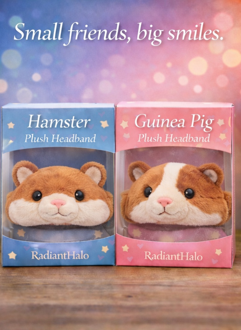 Wholesale Hamster & Guinea Pig Plush Baby Headband Gift Set Soft Breathable Infant Hair Accessories for Boutique and Gift Retail