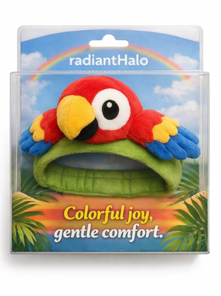 Eco-Friendly Baby Headband with Removable Parrot Plush - Soft Cotton for Newborns