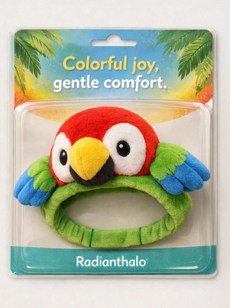 Colorful Removable Parrot Plush Baby Headband - Soft Cotton Comfort for Newborns