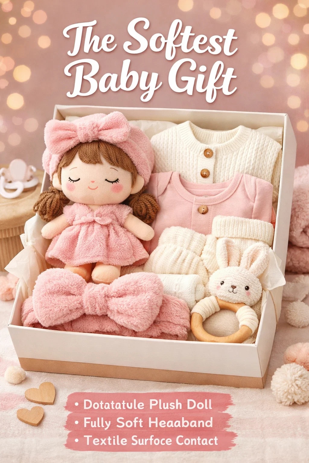 Eco-Friendly Baby Gift Set with Plush Doll & Headband