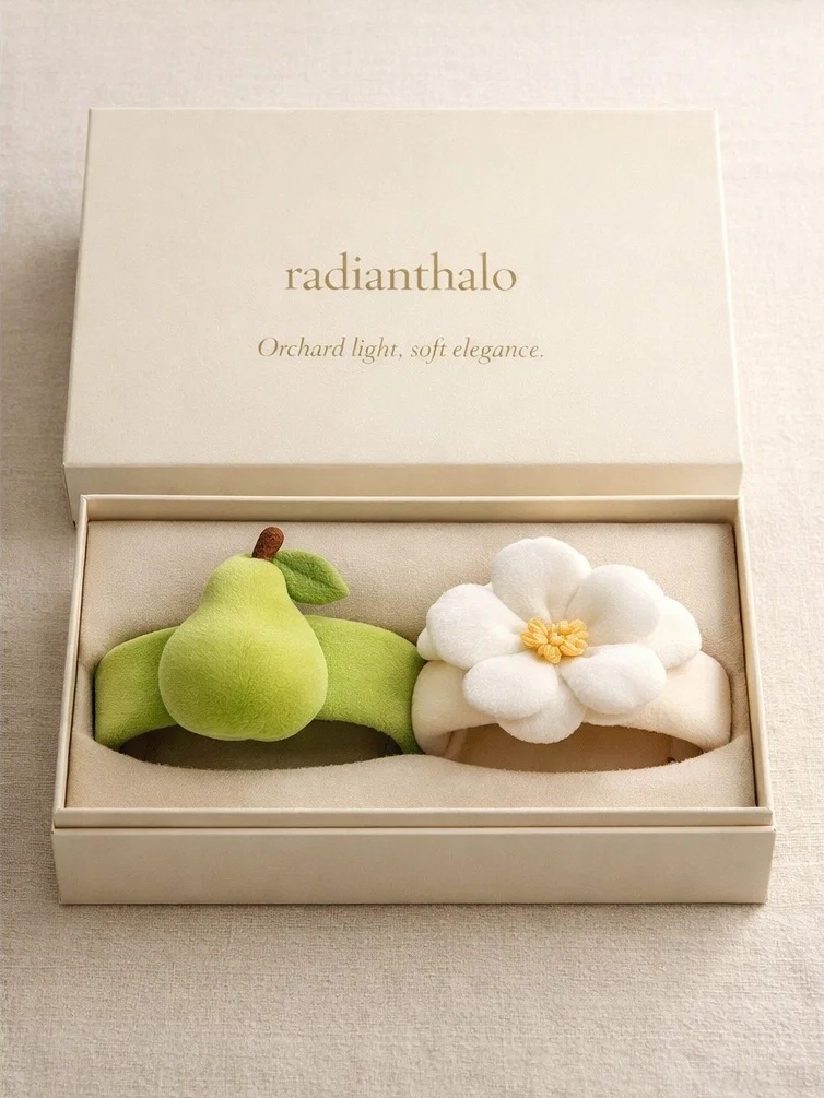 OEM Removable Pear & Daisy Baby Headband Set | Soft Plush Newborn Hairband Accessories for Bulk Wholesale