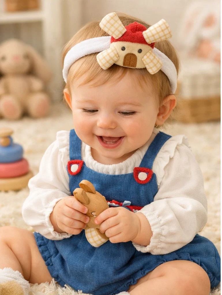 Wholesale Baby Boy Gift Box Denim Style Romper Set with Plush Windmill Doll Headband
