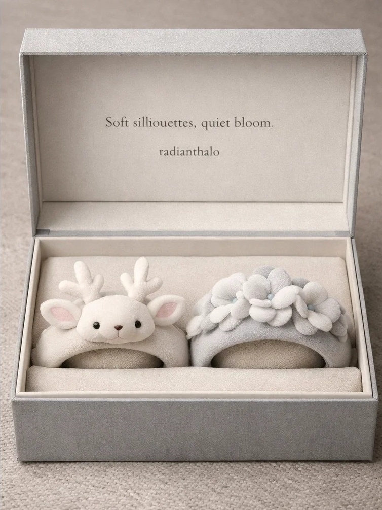 Private Label Detachable Deer & Blossom Baby Headband Set | Soft Infant Plush Hair Accessories for Wholesale Boutiques