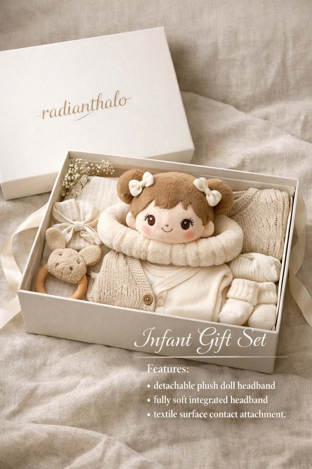 Luxury Baby Gift Set Featuring Plush Doll Headband