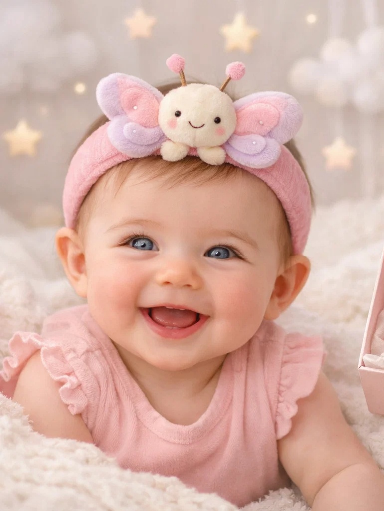 Wholesale Baby Girl Gift Set Pink Outfit with Plush Butterfly Doll Headband for Boutique Gifting