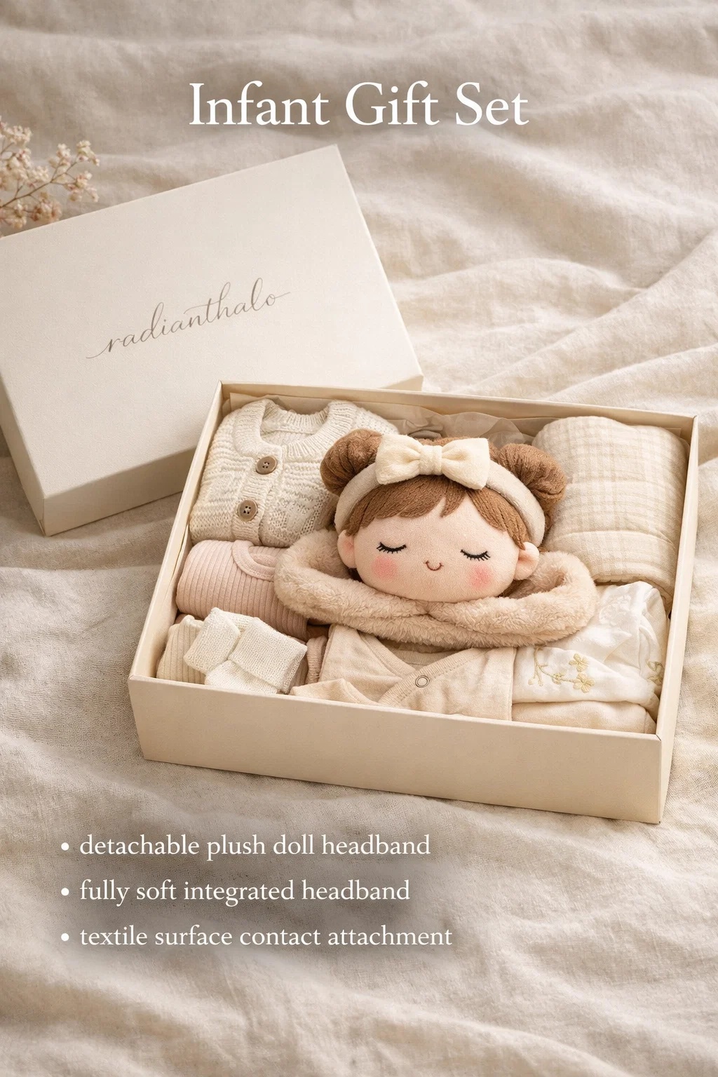 Charming Baby Gift Set with Soft Plush Doll & Headband