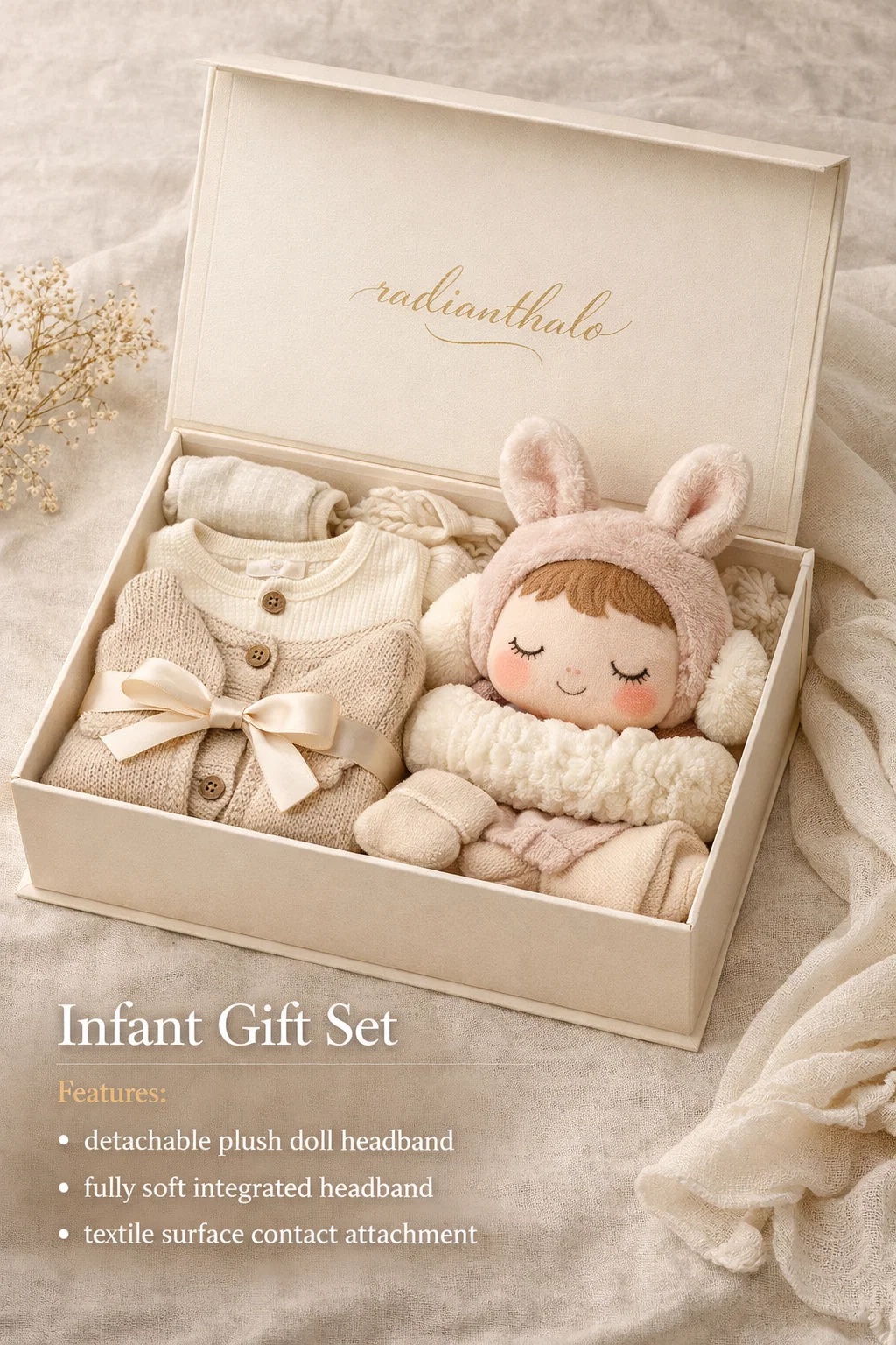 Charming Baby Gift Set with Soft Plush Doll & Headband