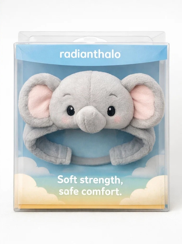 Soft and Breathable Cotton Baby Headband with Detachable Elephant Plush - Comfortable and Safe for Newborns