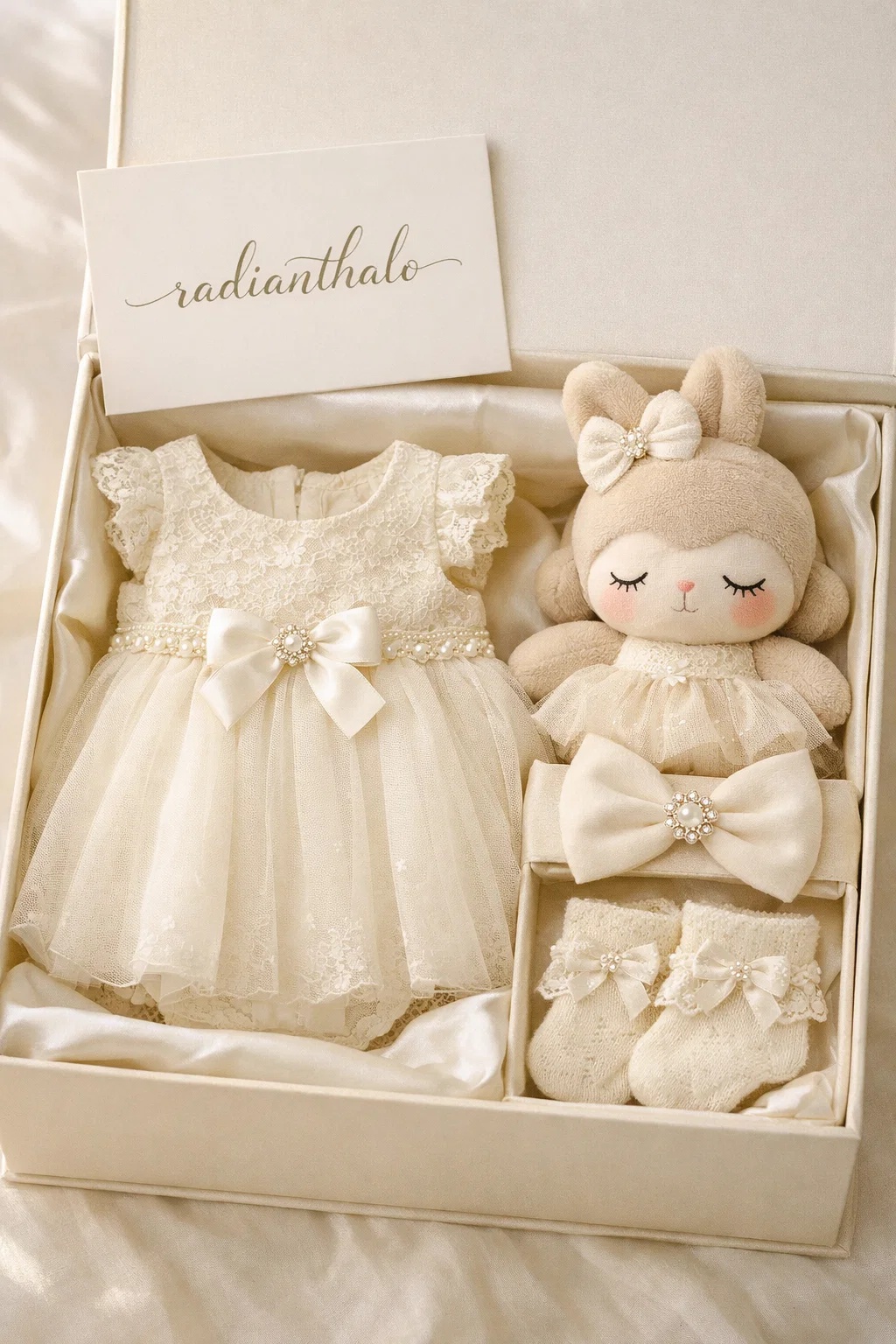 Premium Baby Gift Set with Soft Plush Doll & Headband