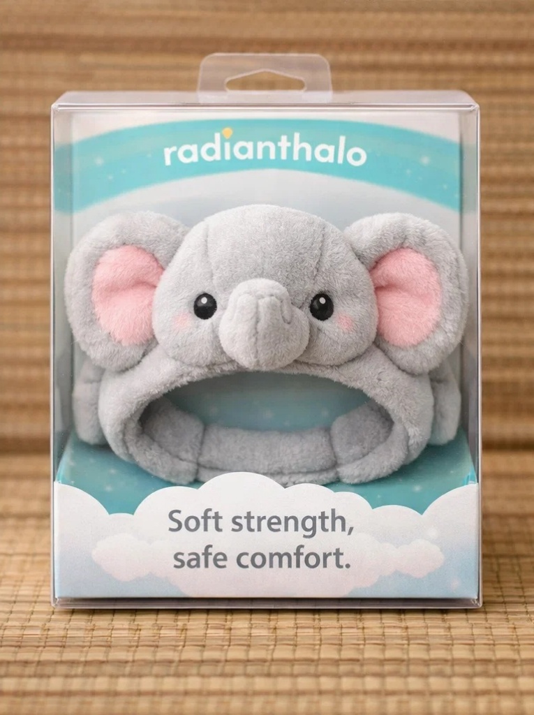 Soft and Comfortable Elephant Plush Baby Headband - Eco-Friendly Cotton for Newborns