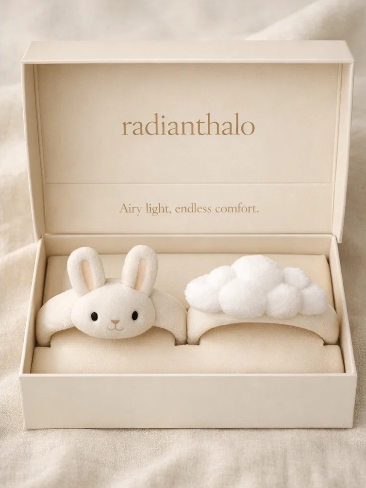 OEM Detachable Bunny & Cloud Baby Headband Set | Soft Neutral Plush Hairbands for Newborn Wholesale Collections