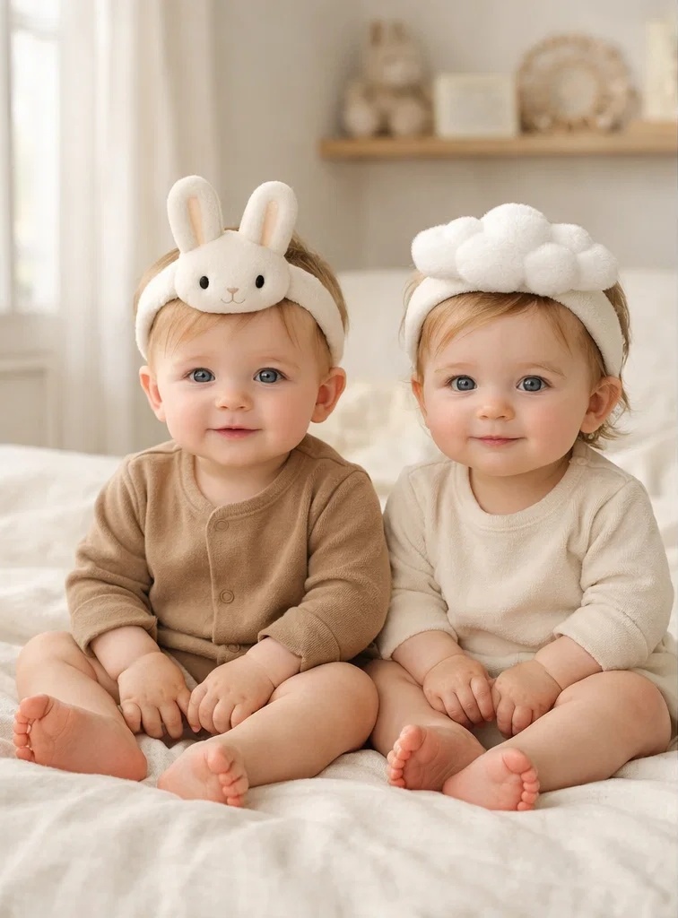 Bulk Baby Headband Set with Detachable Bunny & Cloud Dolls | Soft Plush Infant Hair Accessories for Boutique Wholesale