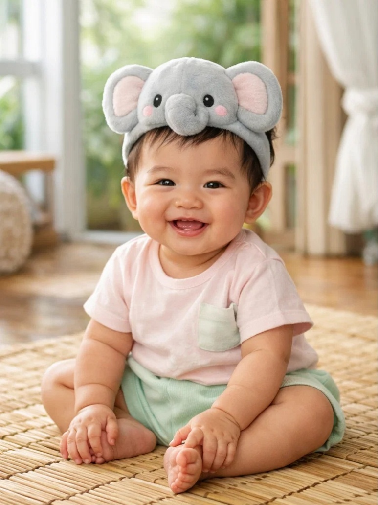Soft and Comfortable Elephant Plush Baby Headband - Eco-Friendly Cotton for Newborns