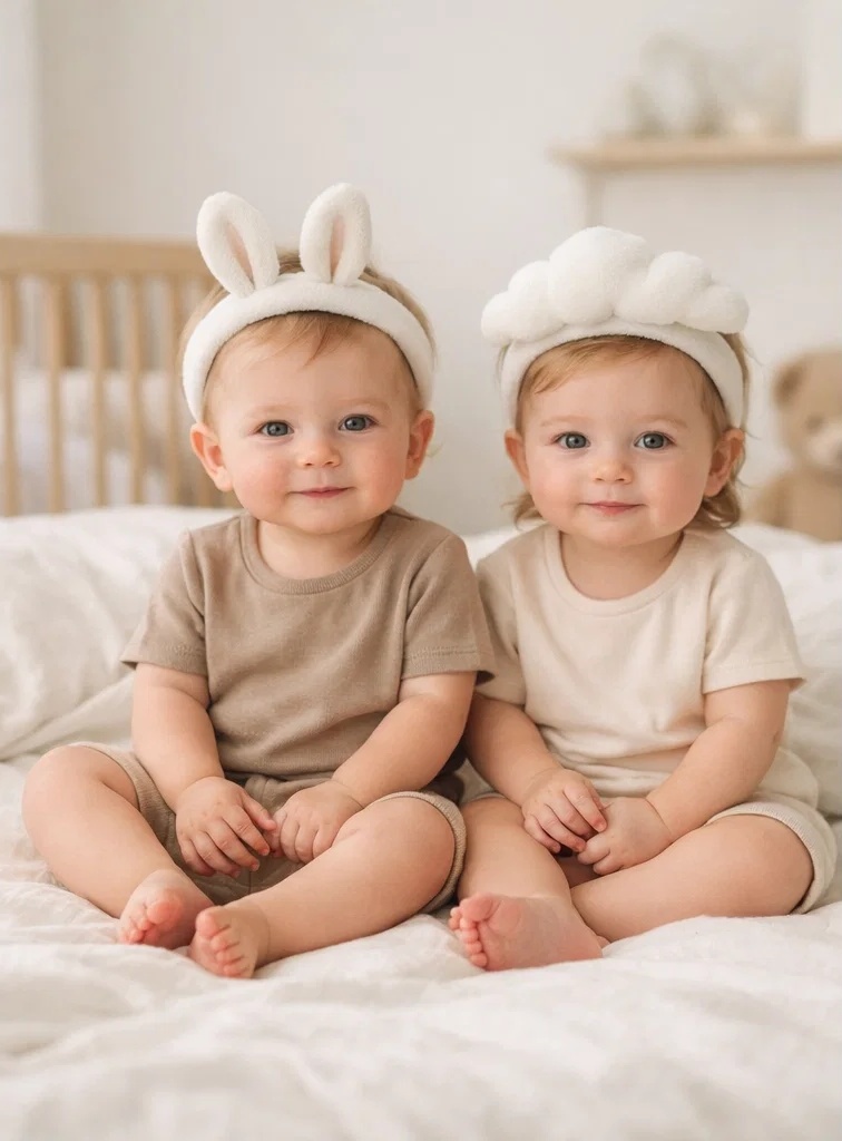 Bulk Baby Headband Set with Detachable Bunny & Cloud Dolls | Soft Plush Newborn Hair Accessories for Wholesale