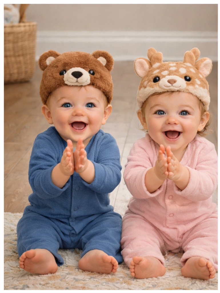 OEM Bear and Fawn Detachable Plush Doll Baby Headbands for Woodland Nursery Gift Collections