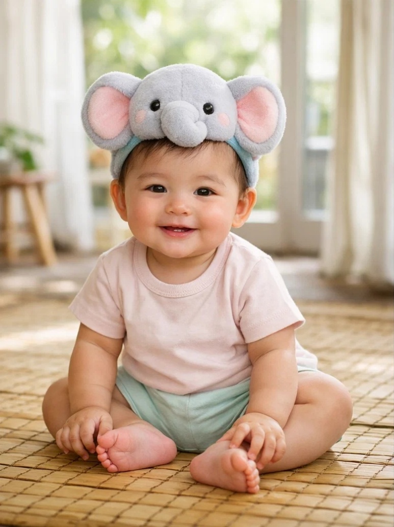 Soft Cotton Elephant Plush Baby Headband - Comfortable and Eco-Friendly for Newborns