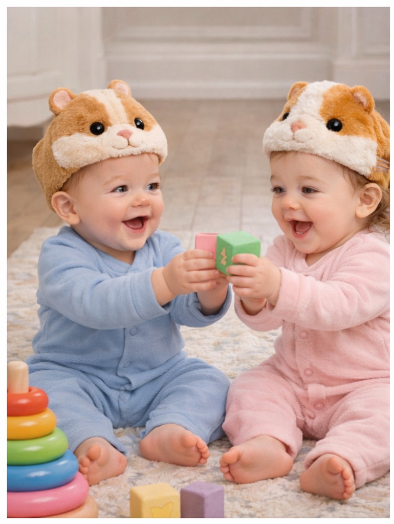 Private Label Hamster and Guinea Pig Detachable Plush Doll Baby Headbands for Newborn Retail Sets