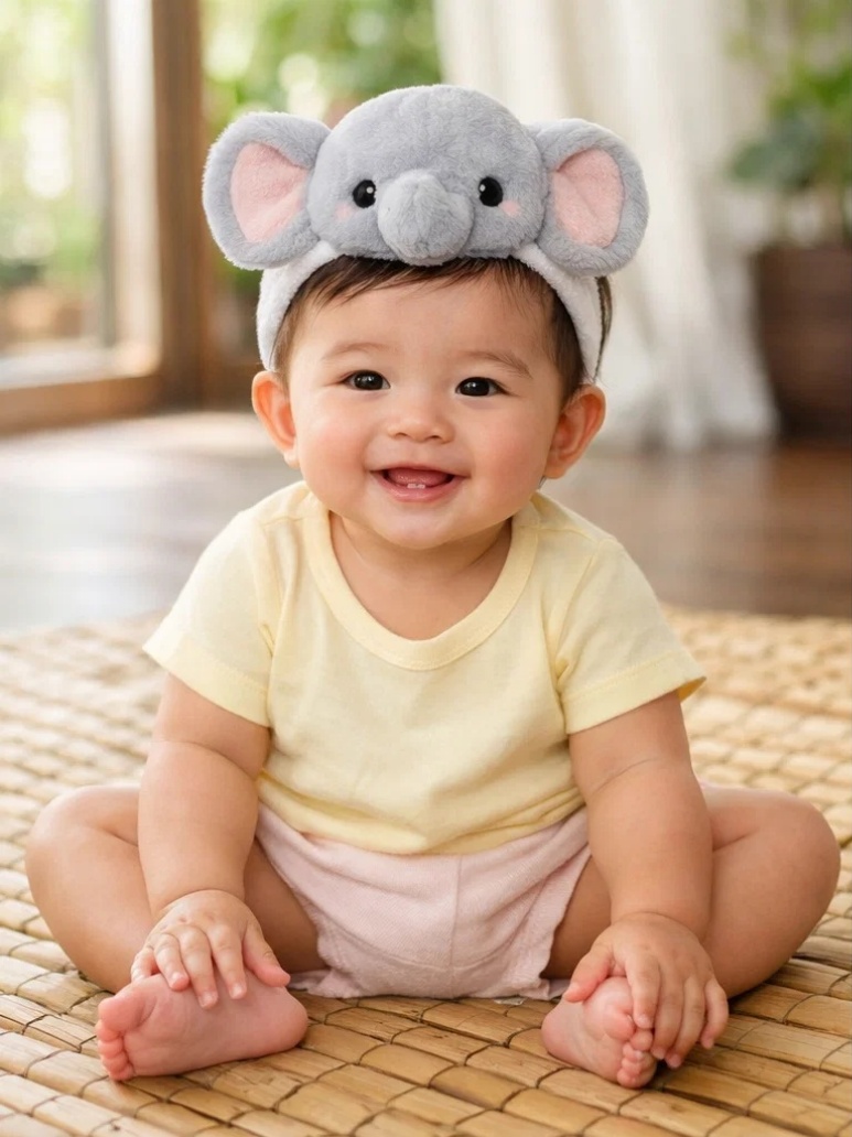 Eco-Friendly Elephant Plush Baby Headband - Soft Cotton and Comfortable for Newborns