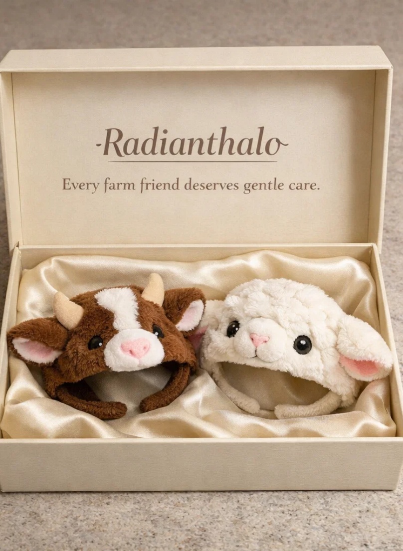 Private Label Cow and Lamb Plush Doll Baby Headbands for Boutique Nursery Gift Sets