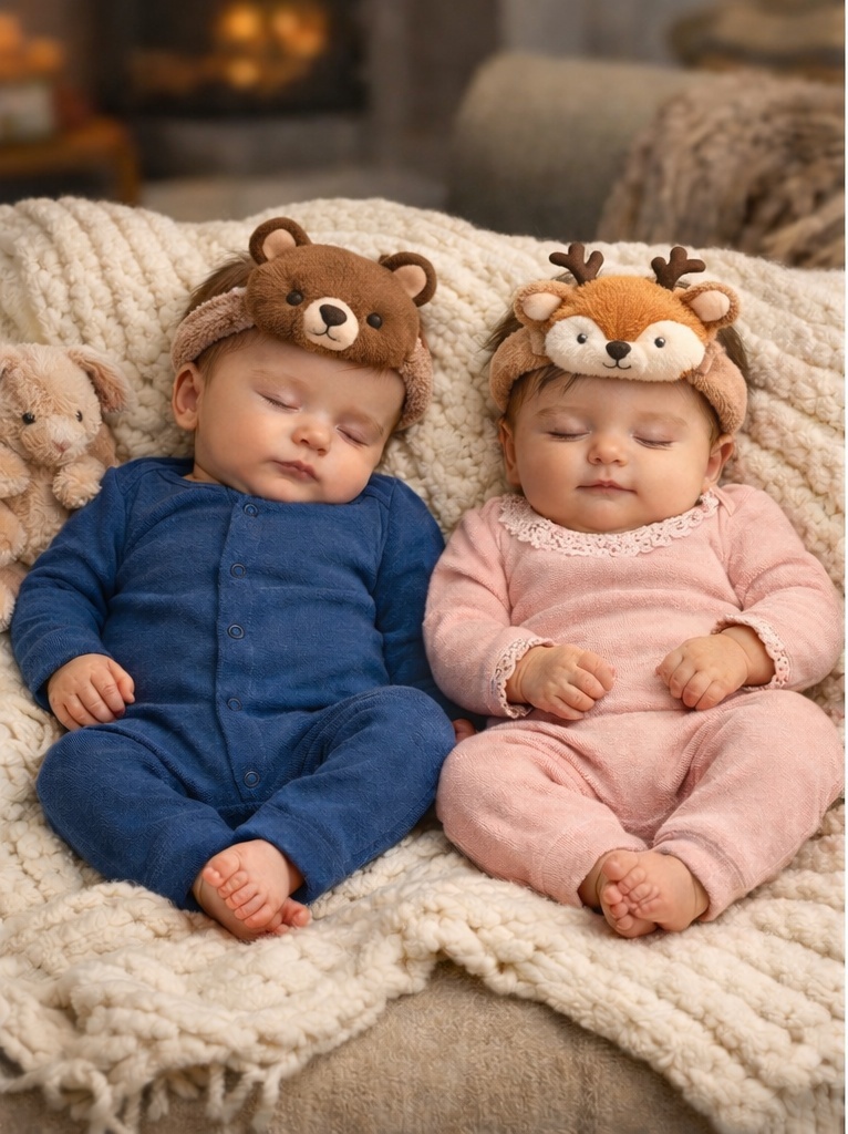 RadiantHalo Bear Plush Baby Headband – Soft Stretch Woodland Newborn Photo Headwrap