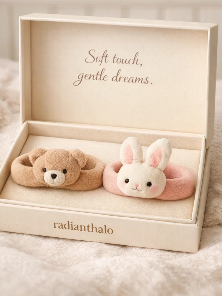 Boutique Gift Box Bear & Bunny Plush Doll Baby Headbands for Infant Accessories Lines
