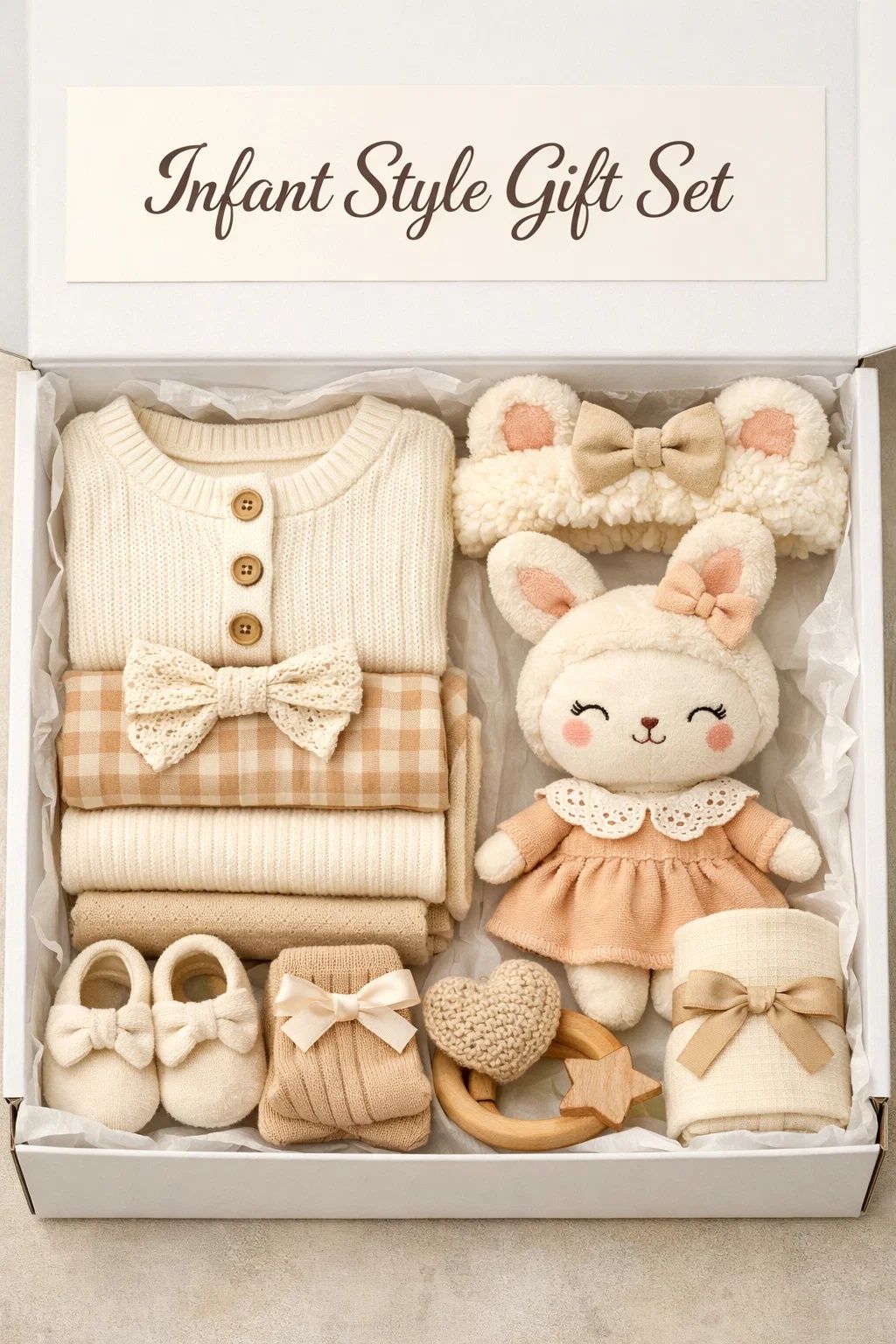 Premium Infant Style Gift Set with Detachable Plush Doll Headband