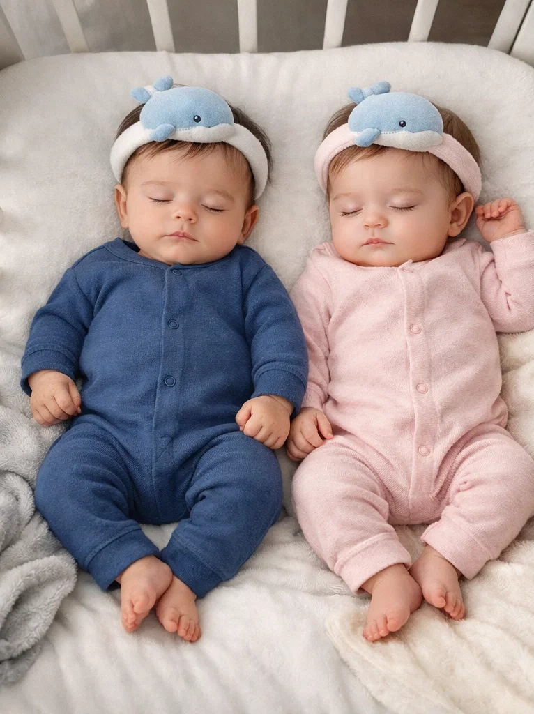 Eco-Friendly Detachable Cartoon Baby Headband for Newborns – Soft Cotton, Whale Design