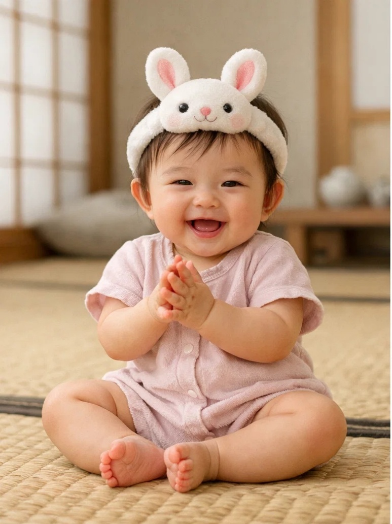 Removable Bunny Plush Baby Headband - Soft Cotton for Newborns