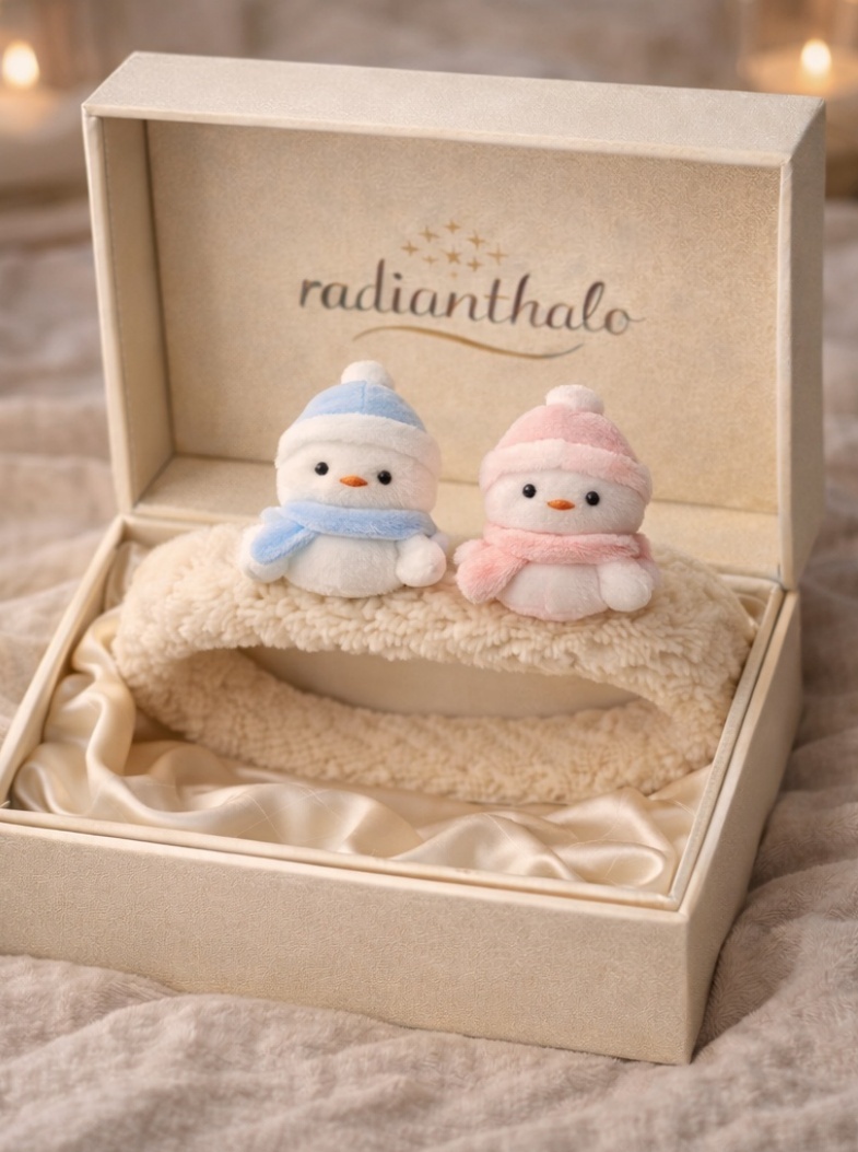 Winter-Themed Baby Headband with Detachable Snowman Design (Blue & Pink)