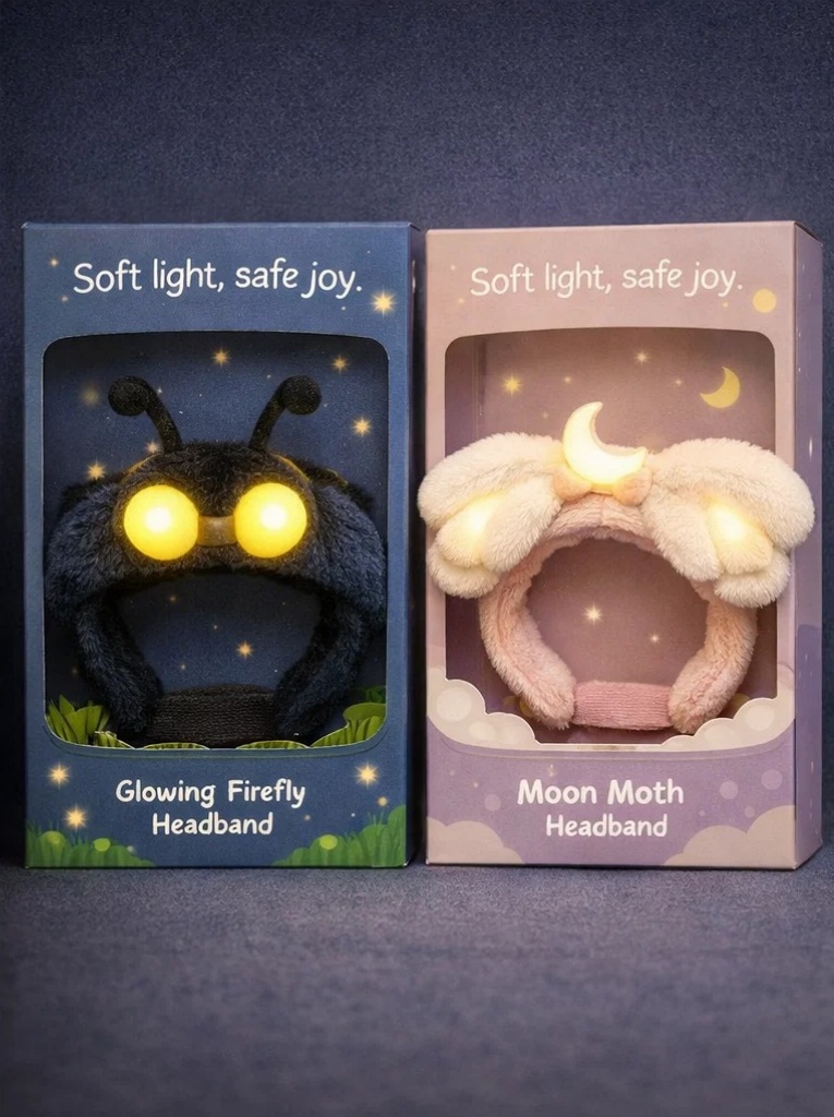 Moon Moth Plush Baby Headband - Soft Light and Comfortable Cotton for Newborns
