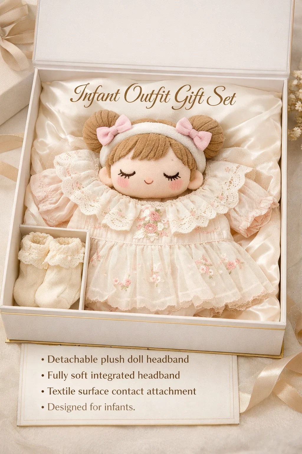 Charming Baby Gift Set with Soft Plush Doll Headband & Newborn Essentials