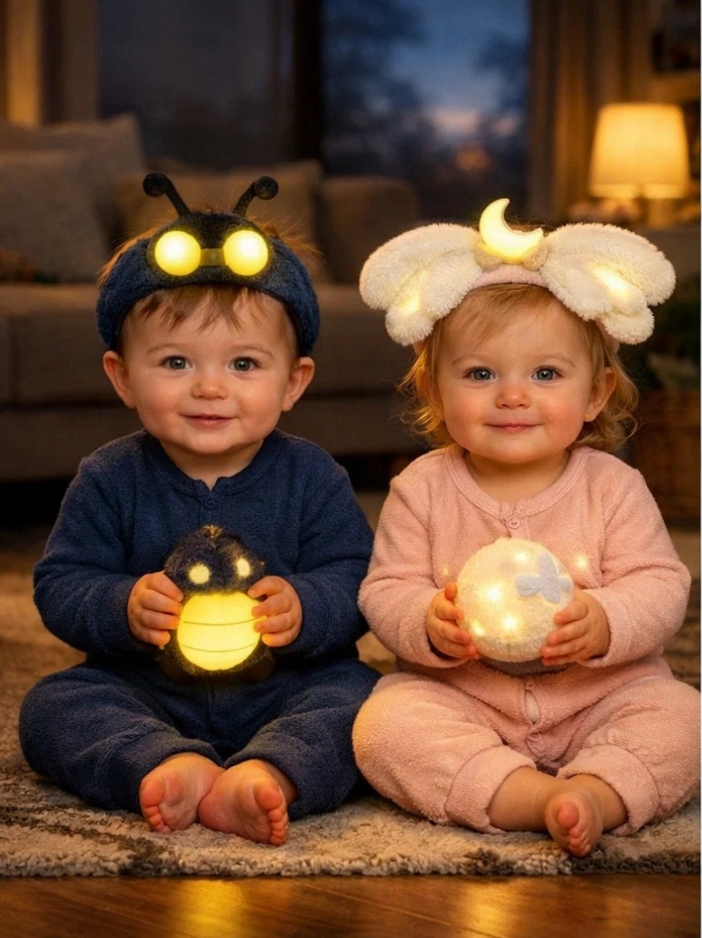 Glowing Firefly Plush Baby Headband - Soft Light and Comfortable Cotton for Newborns