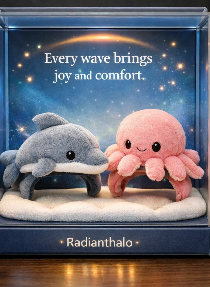 Wholesale Ocean Friends Dolphin & Octopus Detachable Plush Baby Headband Set for Gift and Boutique Sales