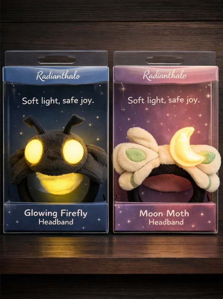 Moon Moth Plush Baby Headband with Soft Glow - Comfortable Cotton for Newborns