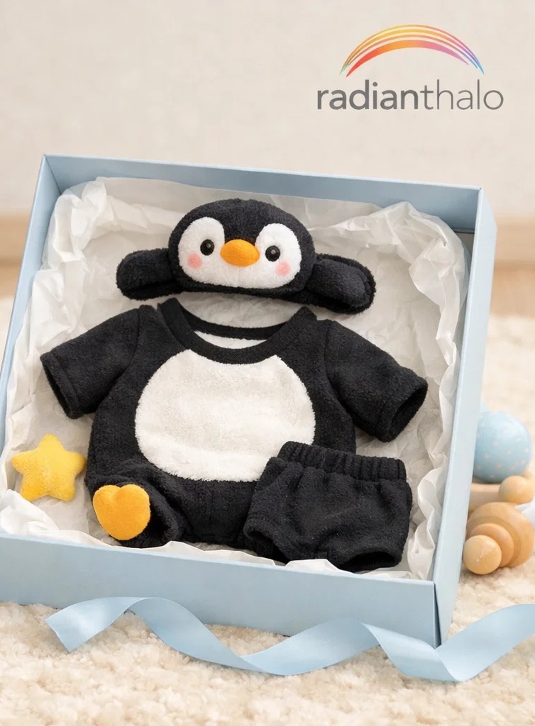Premium Wholesale Baby Gift Box Orange Plush Zip Outfit with Red Panda Hat and Booties