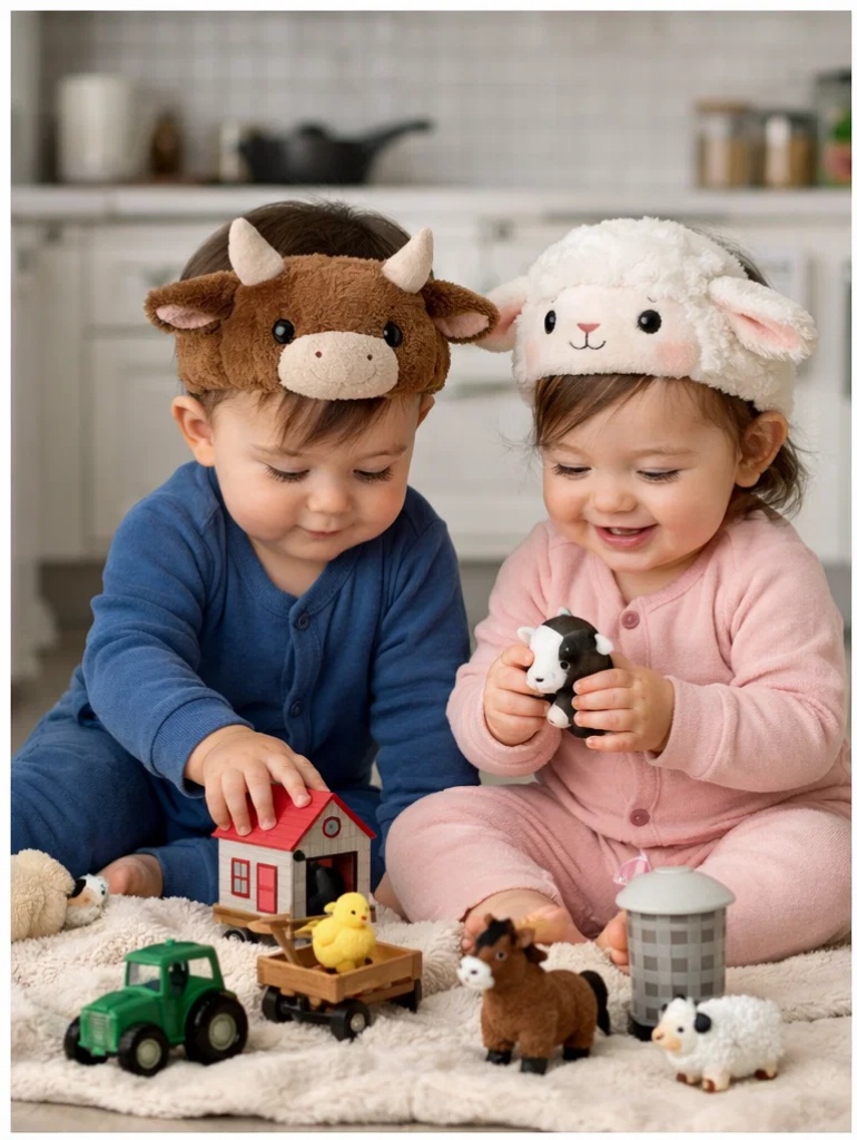 Farm Animal Cow & Sheep Baby Headband Set for Baby Gift Retail and Wholesale