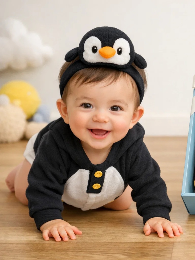 Premium Wholesale Penguin Baby Gift Box Bow Tie Outfit with Matching Doll Headband and Booties
