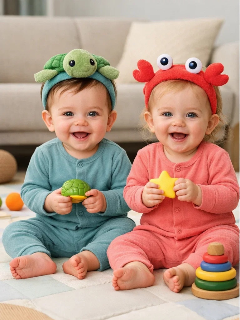 Turtle and Crab Plush Baby Headband Set for Retail and Wholesale