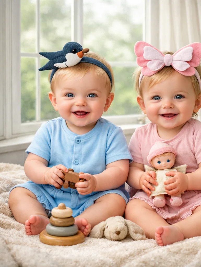 Bird and Butterfly Plush Baby Headband Set for Retail and Wholesale