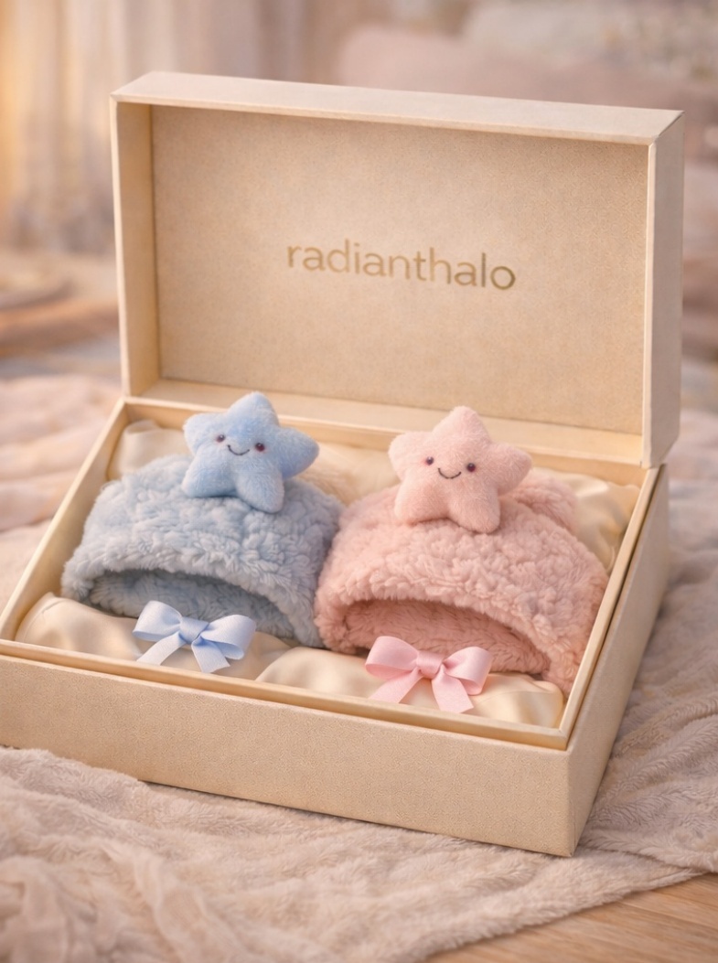Soft and Comfortable Baby Headband with Detachable Bear Design (Blue & Pink)
